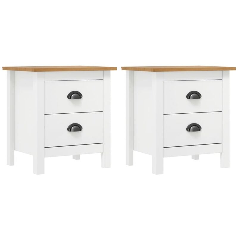 foto del prodotto comodini camera da letto set 2 pz in legno massello di pino vari colori colore bianco e marrone miele