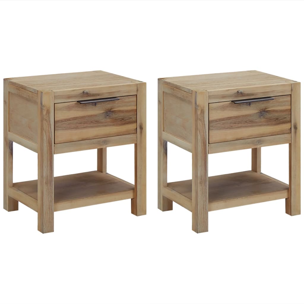 foto del prodotto comodini con cassetti 2 pz 40x30x48 cm legno massello di acacia cod mxl 48290
