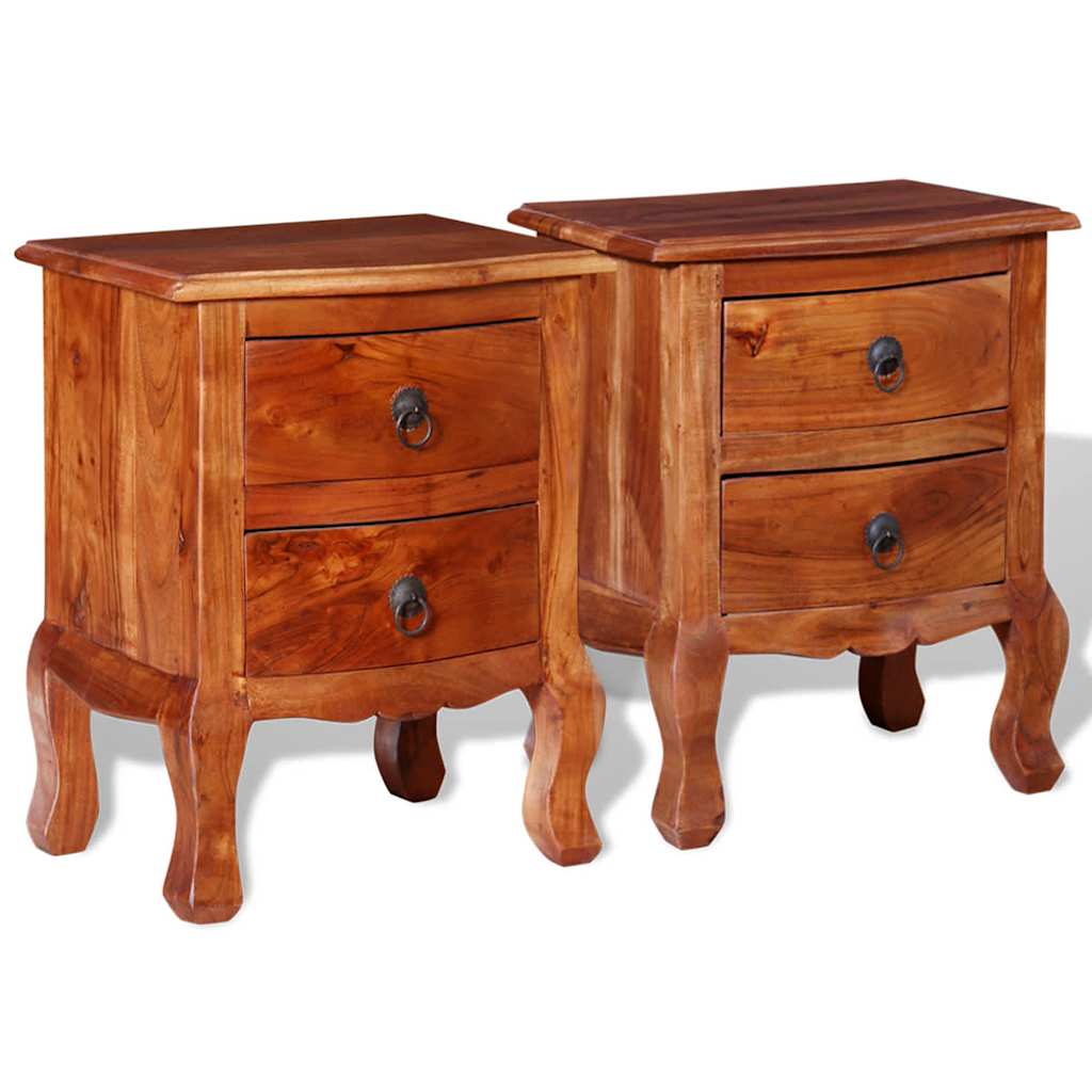 foto del prodotto comodini con cassetti 2 pz in legno massello di acacia cod mxl 30228