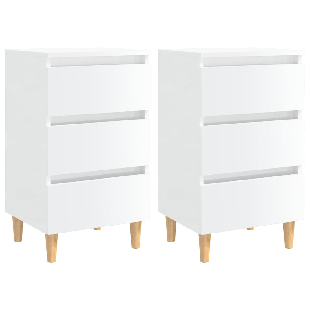 foto del prodotto comodini con gambe in legno 2 pz bianco lucido 40x35x69 cm cod mxl 31293