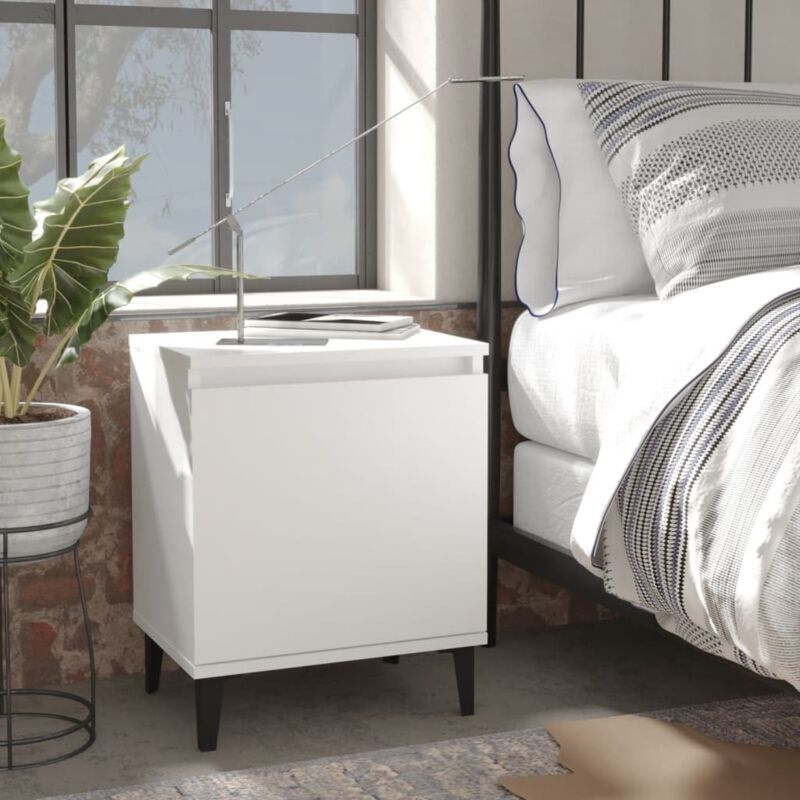 foto del prodotto comodini con gambe in metallo bianco 40x30x50 cm vidaxl