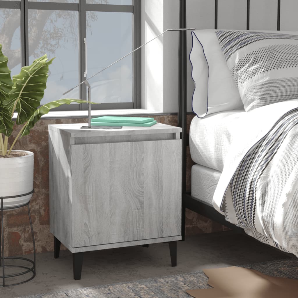 foto del prodotto comodini con gambe in metallo grigio sonoma 40x30x50 cm vidaxl