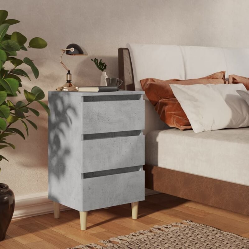 foto del prodotto comodini con gambe legno massello 2pz grigio cemento 40x35x69cm vidaxl