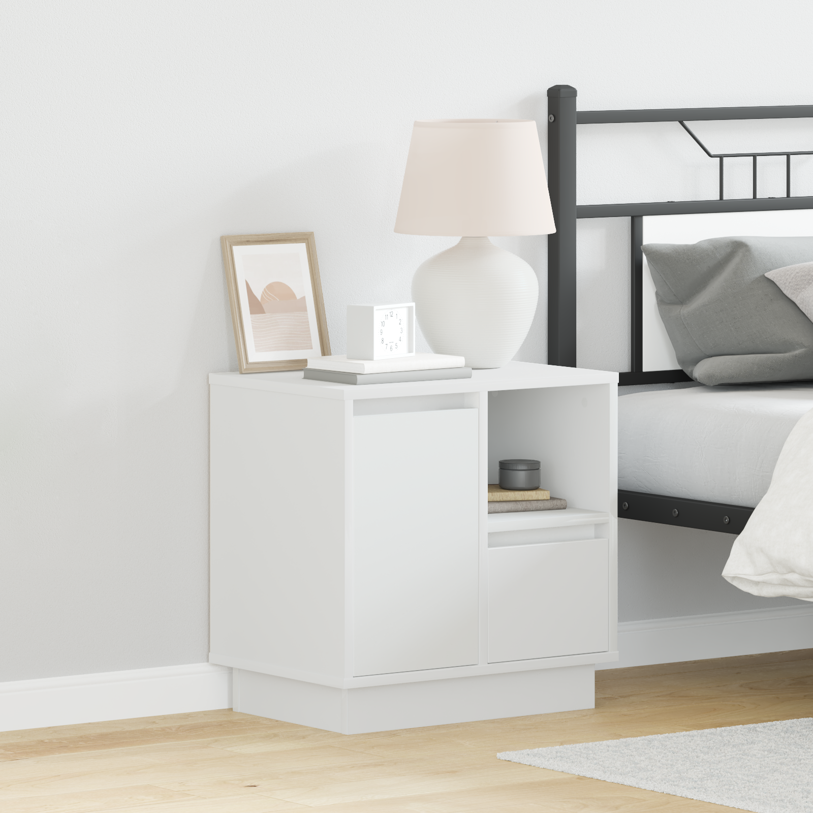 foto del prodotto comodini con led 2 pz bianco 50x34,5x50 cm