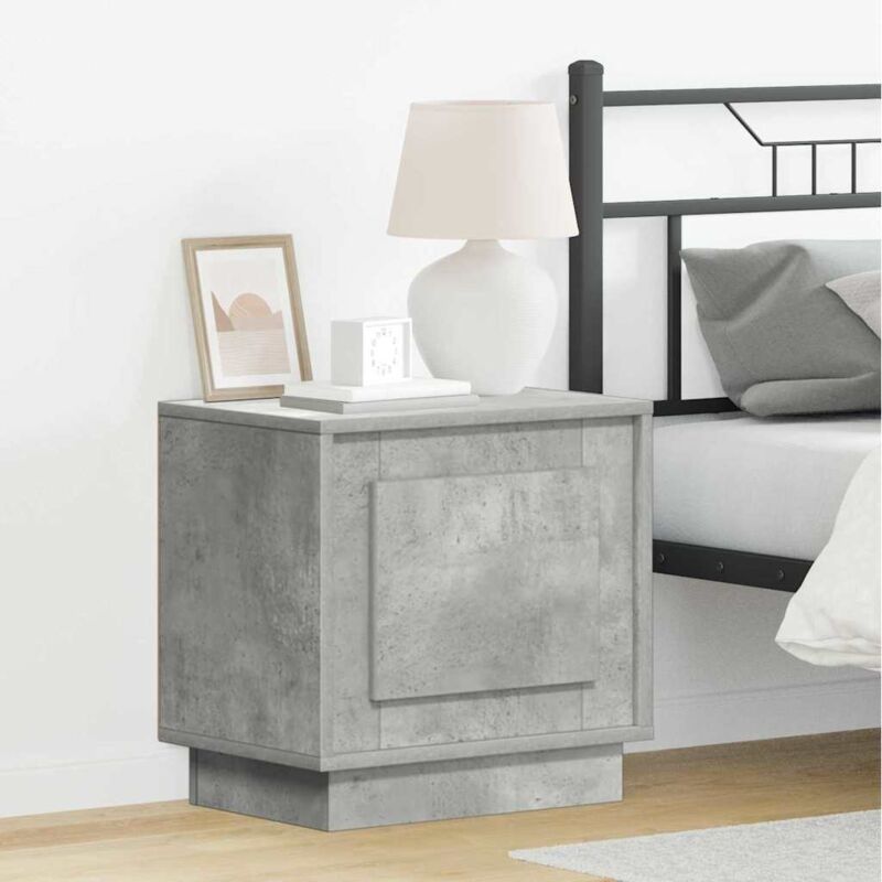 foto del prodotto comodini con luci led 2 pezzi grigio cemento 44x34,5x45 cm vidaxl