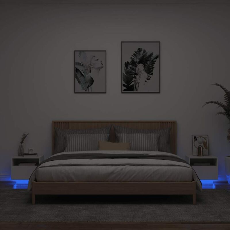 foto del prodotto comodini con luci led 2pz bianchi 40x39x37 cm vidaxl