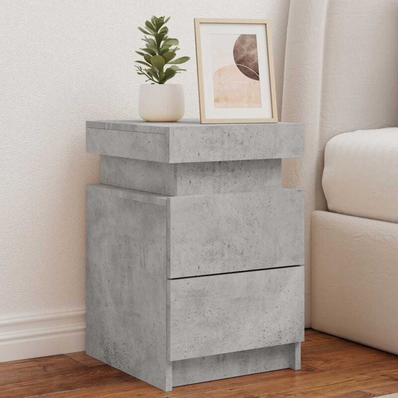 foto del prodotto comodini con luci led 2pz grigio cemento 35x39x55 cm vidaxl