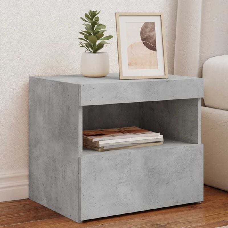 foto del prodotto comodini con luci led 2pz grigio cemento 50x40x45 cm vidaxl