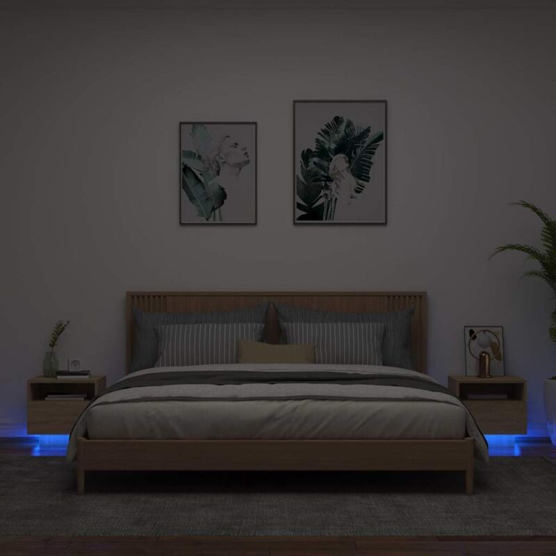 foto del prodotto comodini con luci led 2pz rovere sonoma 40x39x37 cm vidaxl