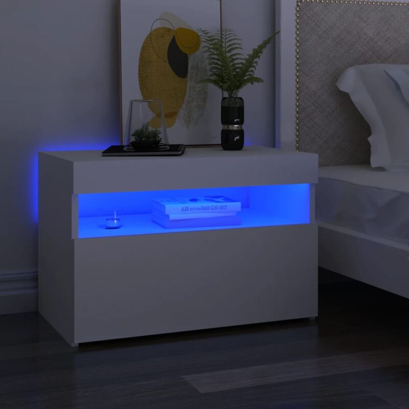 foto del prodotto comodini con luci led bianco 60x35x40 cm in legno multistrato vidaxl