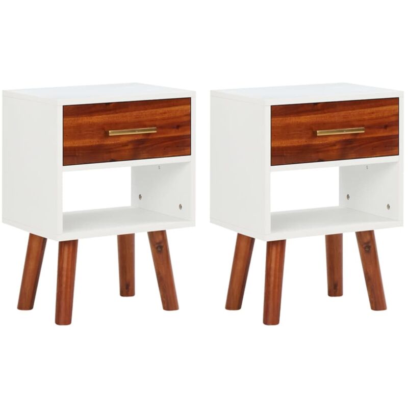 foto del prodotto comodini in legno massello di acacia 2 pz 40x30x57 cm vidaxl