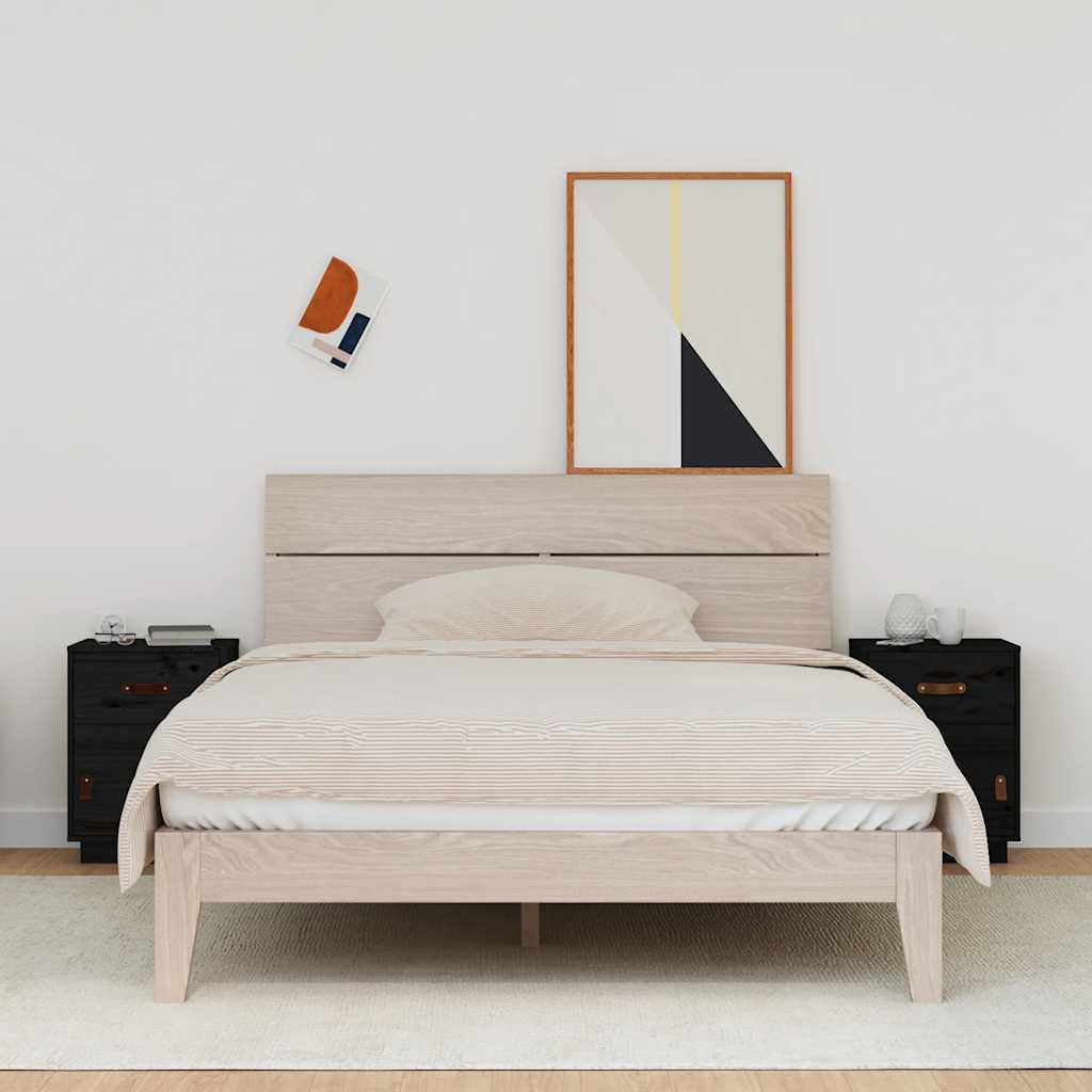 foto del prodotto comodini neri 2 pz 40x34x55 cm in legno massello di pino cod mxl 30386