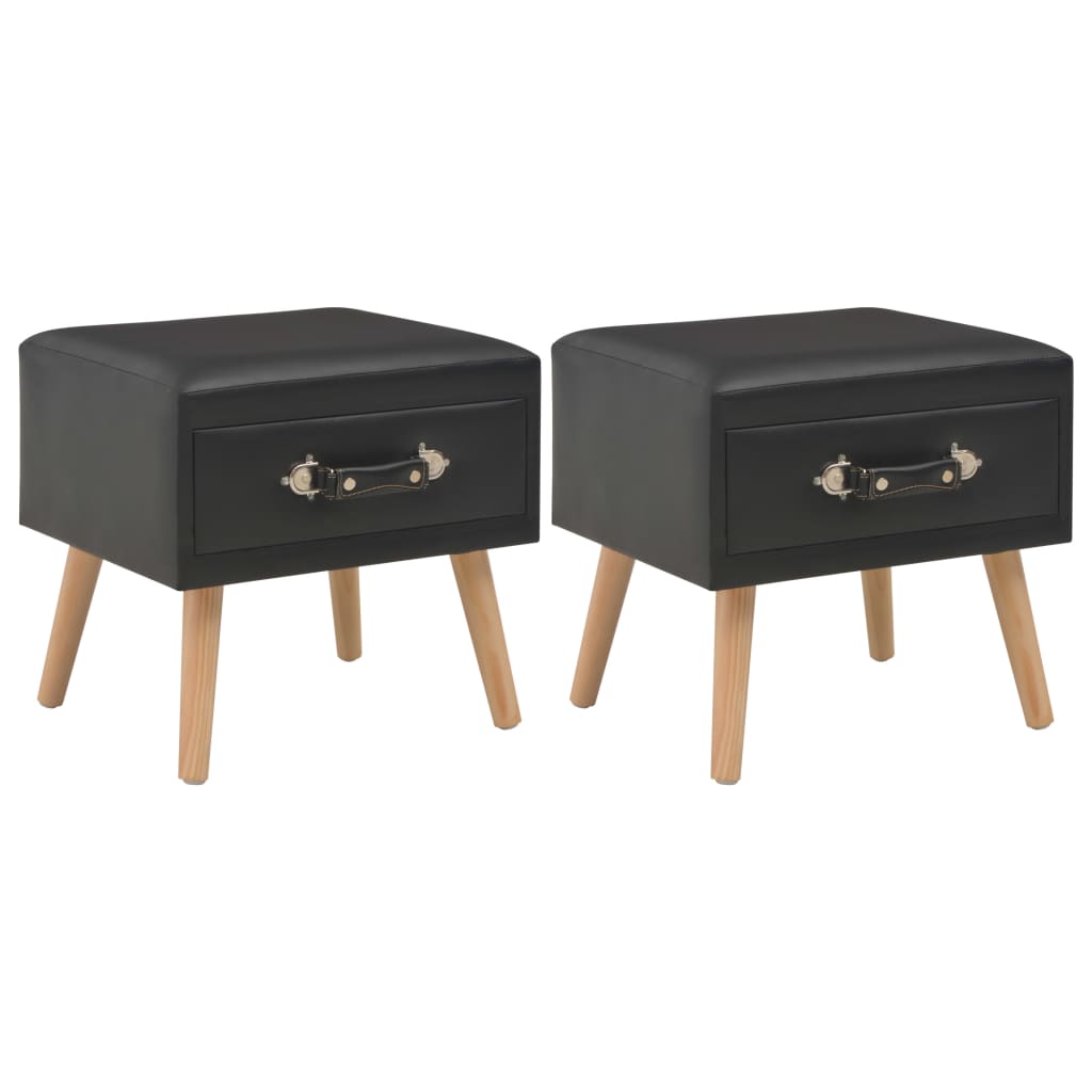 foto del prodotto comodini neri 2 pz 40x35x40 cm in similpelle cod mxl 30447