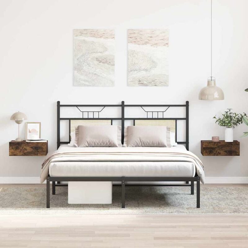 foto del prodotto comodini pensili rovere fumo 2pz 40x30x15 cm legno multistrato vidaxl
