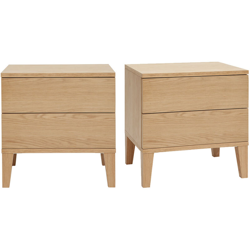 foto del prodotto comodini scandinavi 2 cassetti legno rovere chiaro l50 cm set di 2 freddy