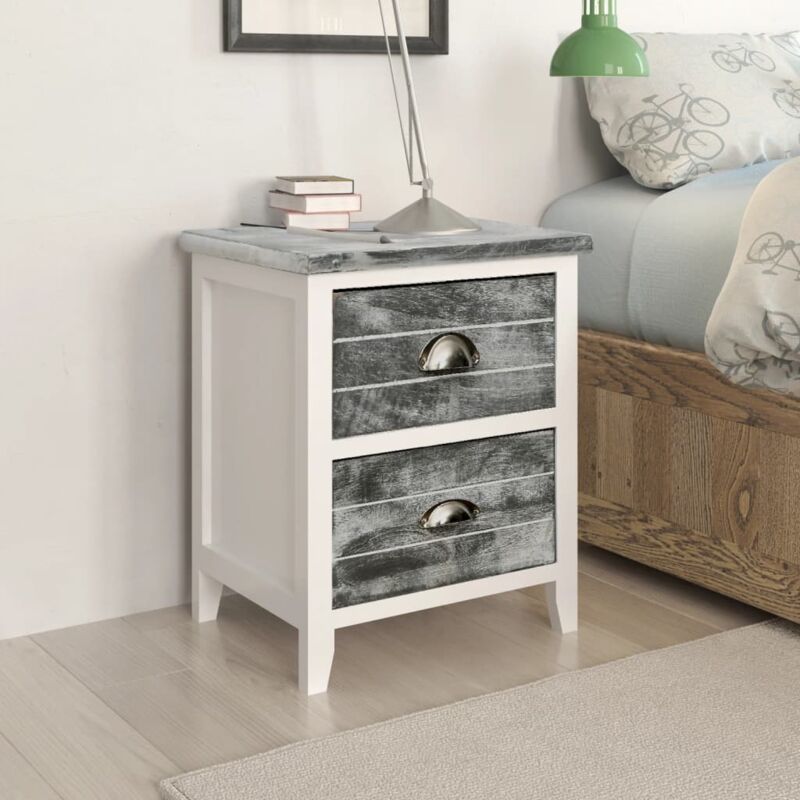foto del prodotto comodini set 2 pz con 2 cassetti grigio e bianco vidaxl