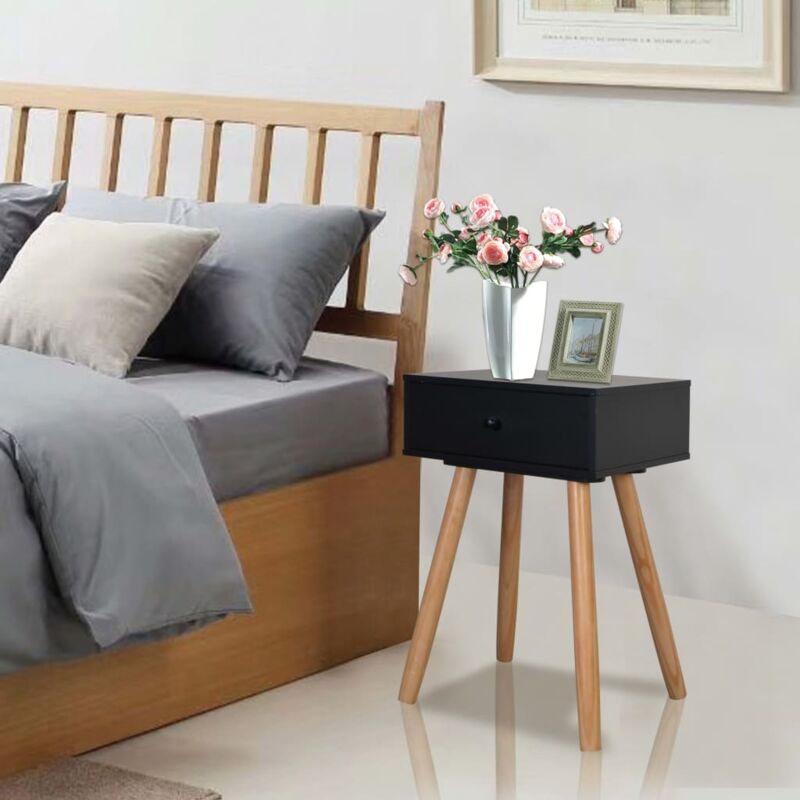 foto del prodotto comodini set 2 pz in massello di pino 40x30x61 cm neri vidaxl