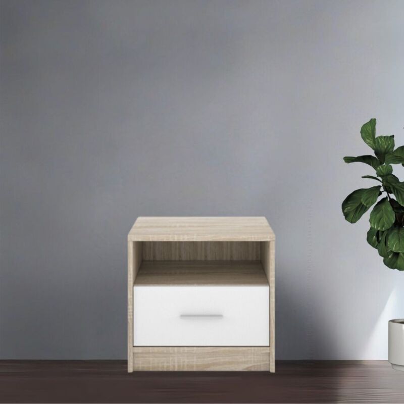 foto del prodotto comodino 1 cassetto 49,5 cm nepo colore rovere sonoma bianco