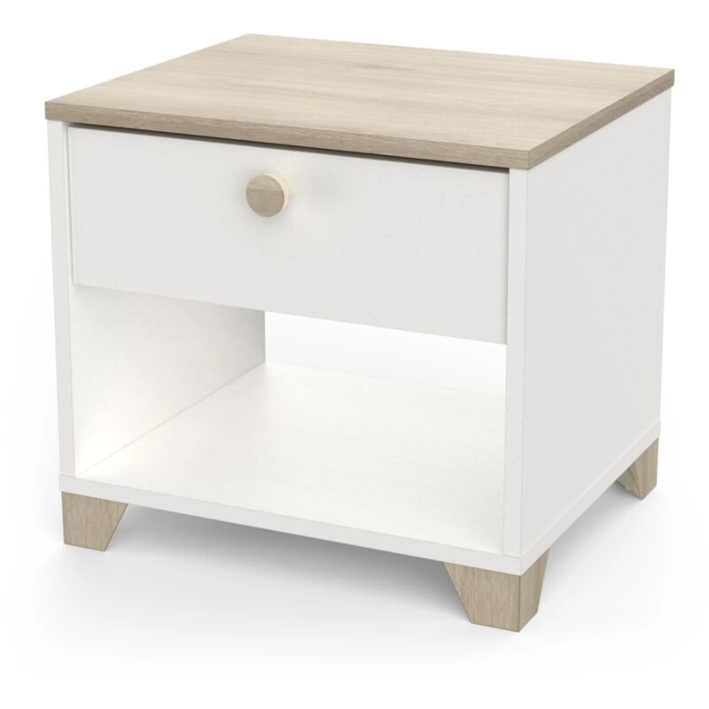 foto del prodotto comodino 1 cassetto izzy quercia e bianco opaco 43,2x36,2x39,7 cm