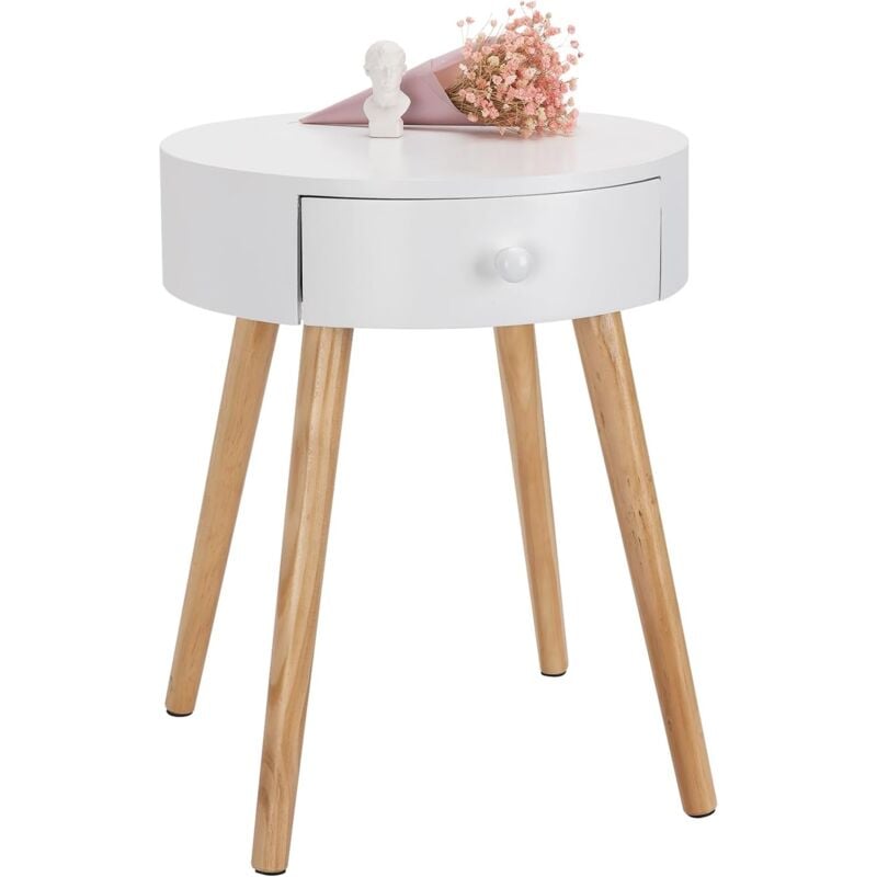 foto del prodotto comodino 1 pezzo con cassetto tavolino cassettiera per camera da letto bianco woltu