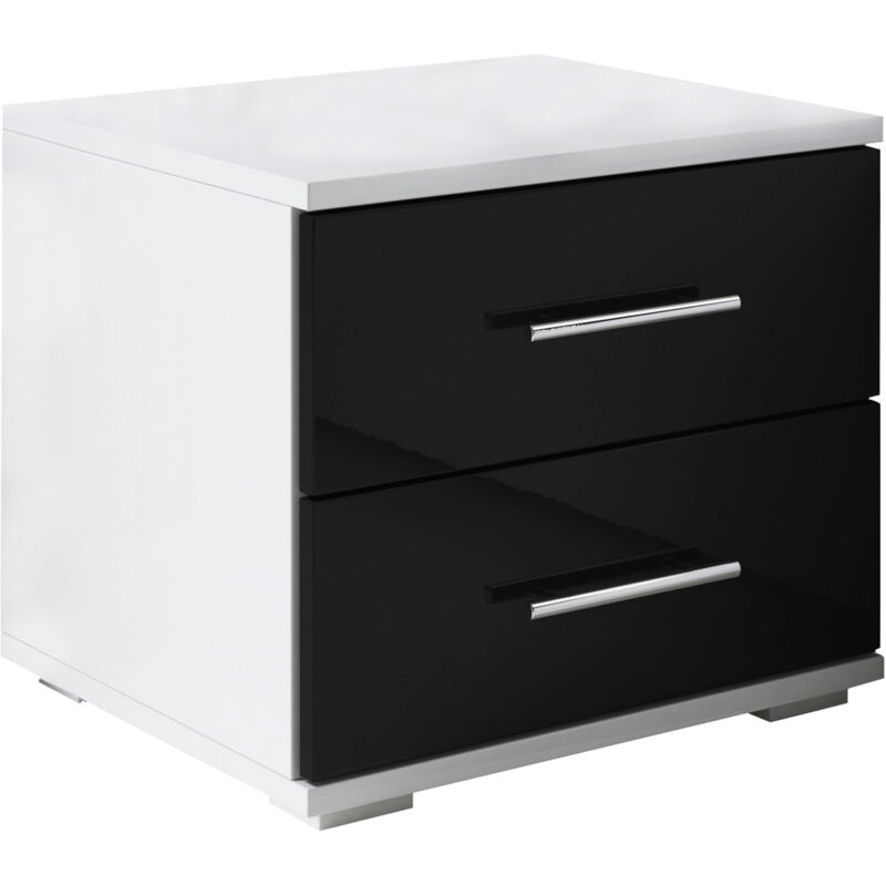 foto del prodotto comodino 2 cassetti cassetiera tavolino camera da letto mobile design moderno 40x35x40cm modello beatriz bianco e nero finitura lucida
