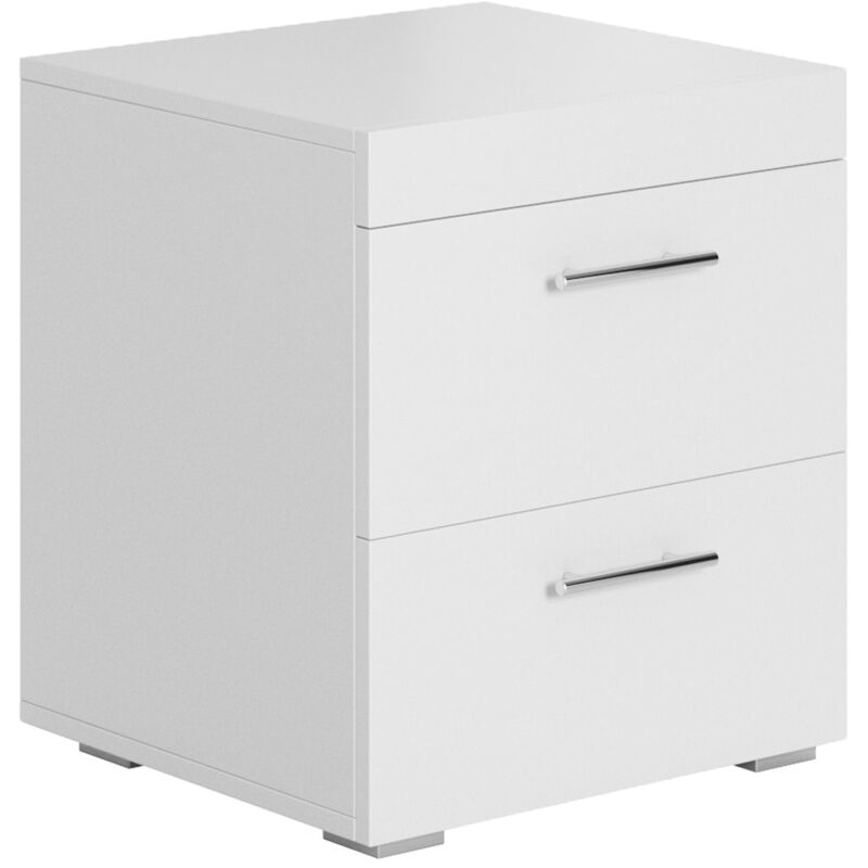 foto del prodotto comodino 2 cassetti cassetiera tavolino camera da letto mobiletto design moderno com 45x50x40cm modello ciro bianco finitura lucida