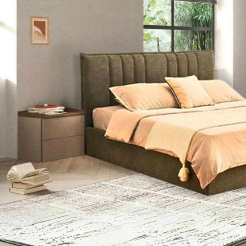foto del prodotto comodino 2 cassetti quinn colore bronzo e noce mercure