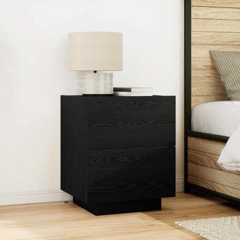 foto del prodotto comodino 2 pcs rovere nero 45 x 40 x 55 cm legno multistrato vidaxl