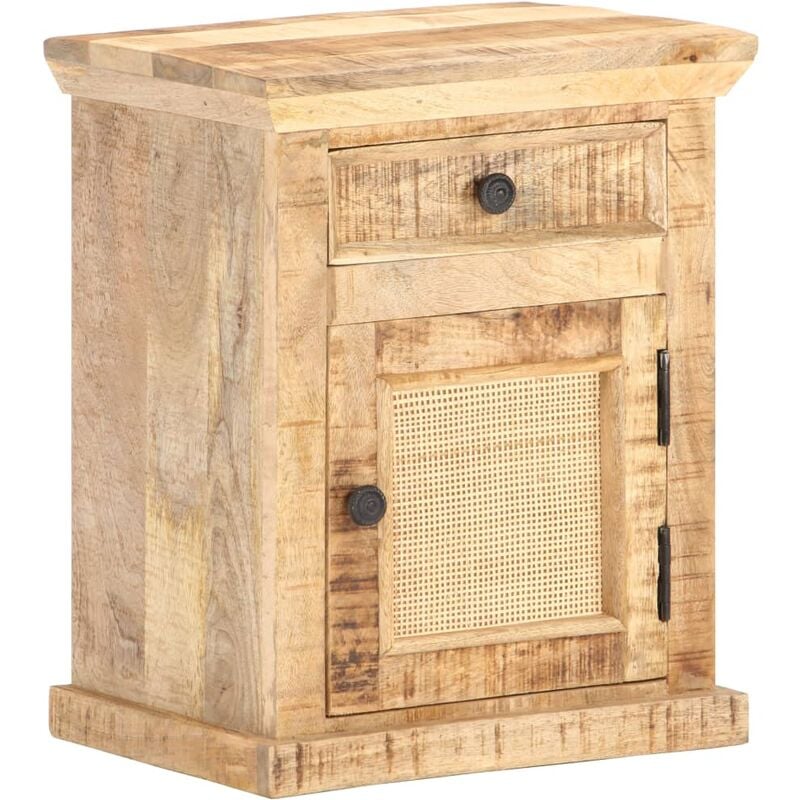 foto del prodotto comodino 40x30x50 cm legno massello di mango e canna naturale vidaxl