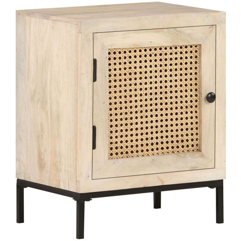 foto del prodotto comodino 40x30x50 cm legno massello di mango e canna naturale vidaxl
