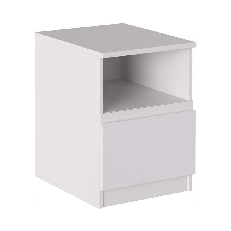 foto del prodotto comodino 40x44,5x53,5 cm bianco opaco con un cassetto e un vano cosenza
