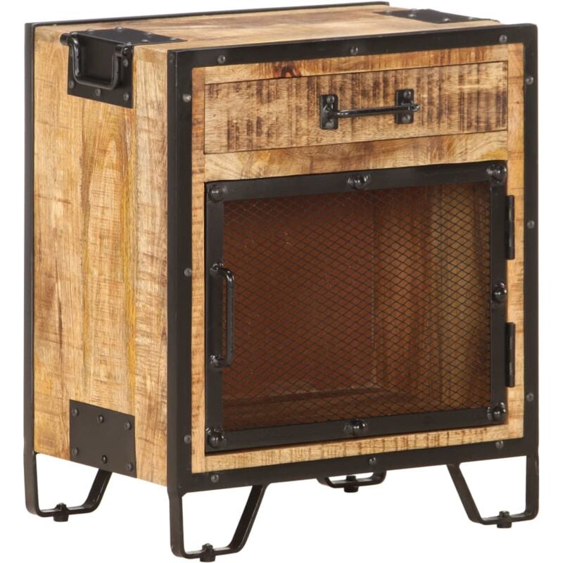 foto del prodotto comodino 43x30x51 in legno massello di mango grezzo vidaxl