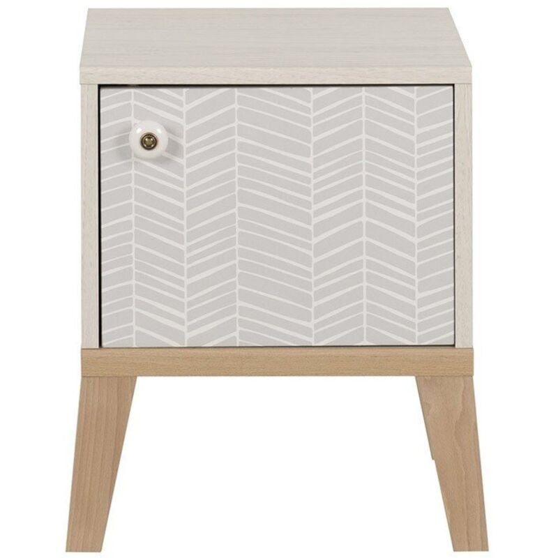 foto del prodotto comodino a 1 anta con gambe in faggio h 47cm beige