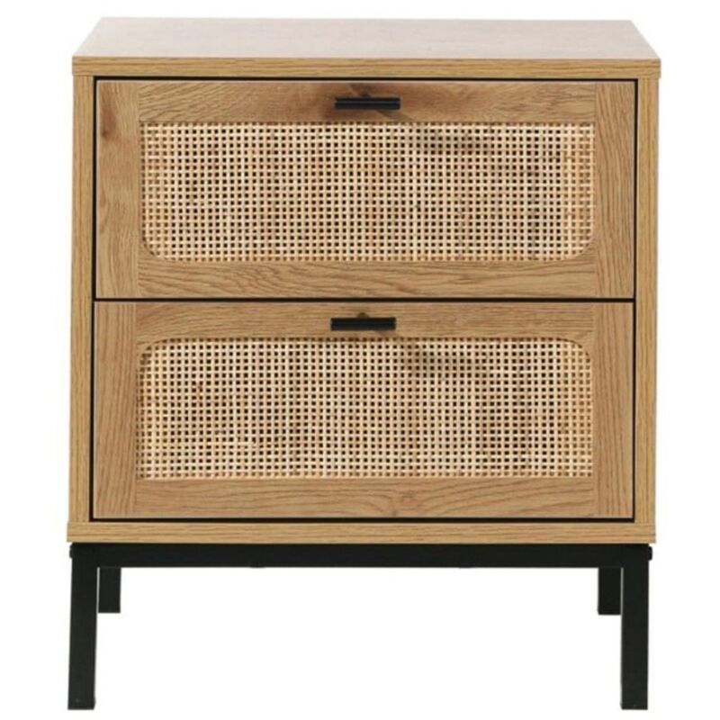 foto del prodotto comodino a 2 cassetti con impagliatura in rattan h51 cm jaya