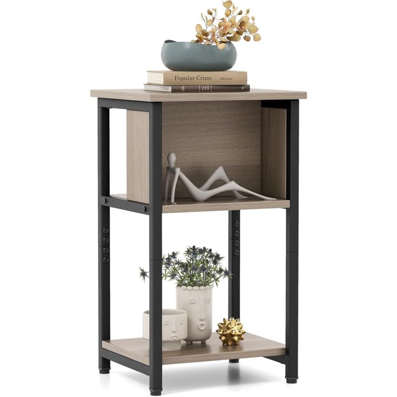 foto del prodotto comodino a 3 piani, tavolino per divano con gambe in metallo, comodino per camera da letto, portata totale 80 kg, 34 x 30 x 58,5 cm 1 costway