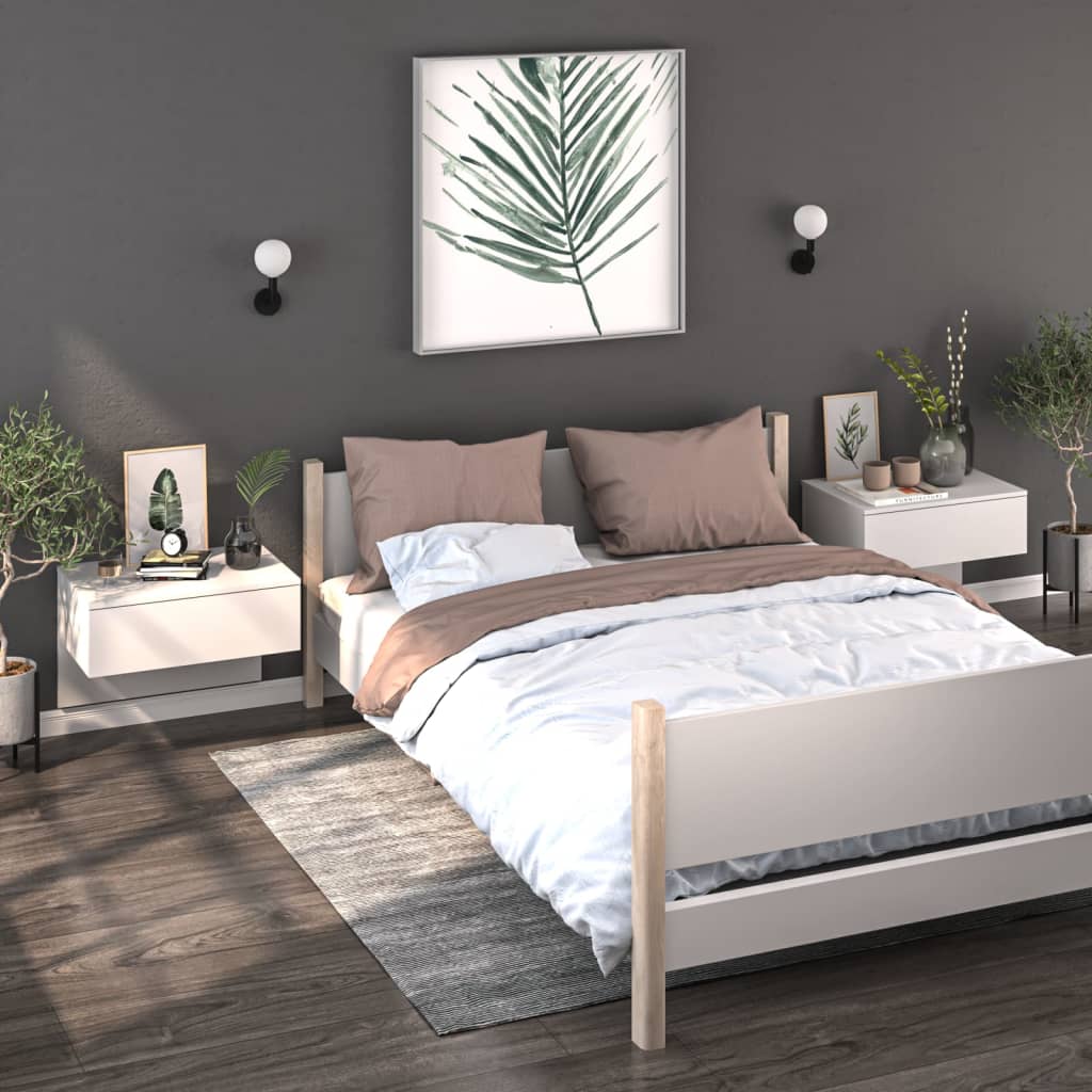 foto del prodotto comodino a muro 2pz bianco in legno multistrato cod mxl 30952