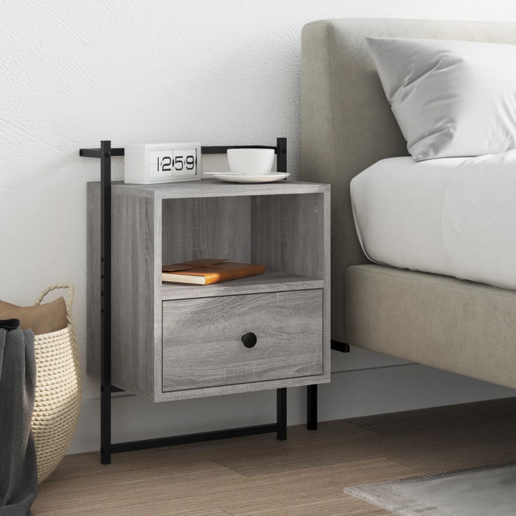 foto del prodotto comodino a muro grigio sonoma 40x30x61 cm legno multistratocod mxl 106493