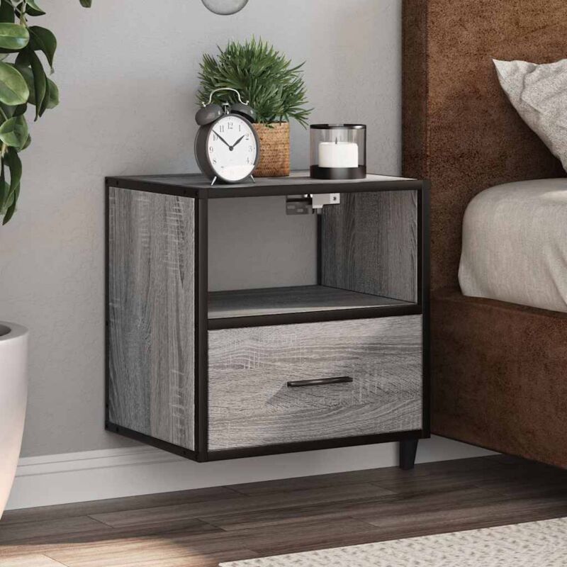foto del prodotto comodino a muro grigio sonoma 40x31x39,5 cm vidaxl