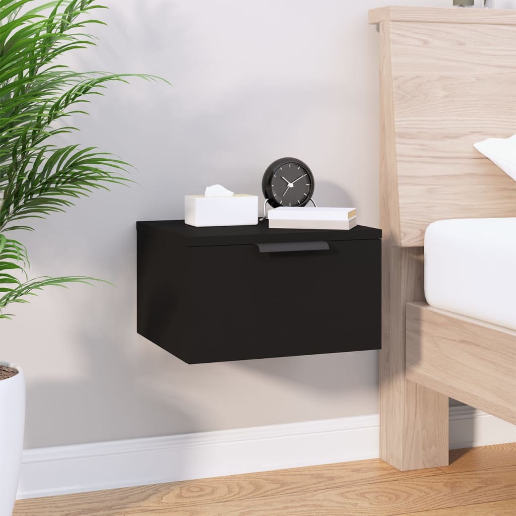foto del prodotto comodino a muro nero 34x30x20 cmcod mxl 103622