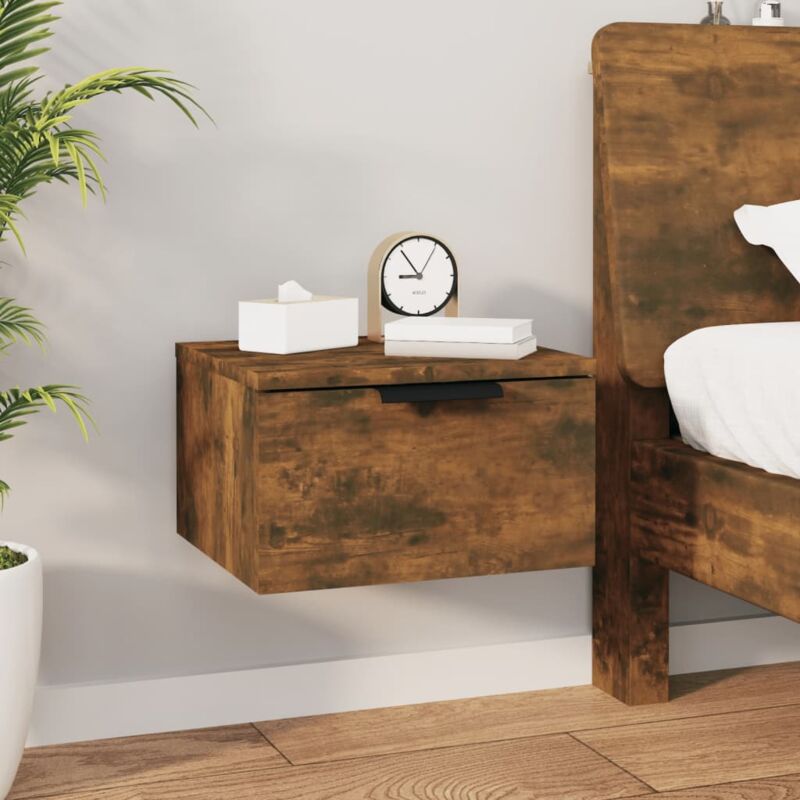 foto del prodotto comodino a muro rovere fumo 34x30x20 cm vidaxl