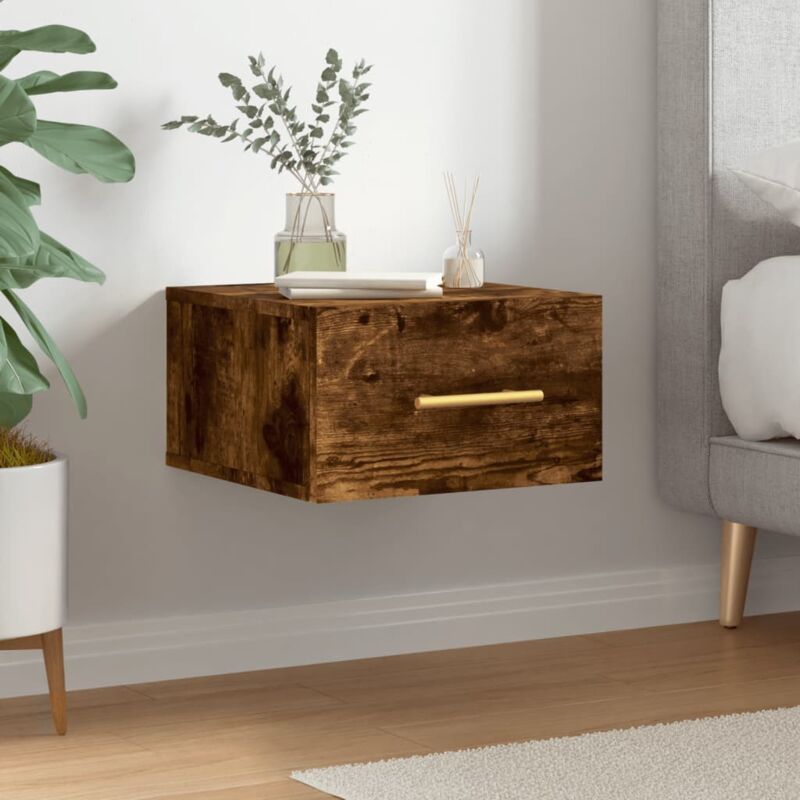foto del prodotto comodino a muro rovere fumo 35x35x20 cm vidaxl
