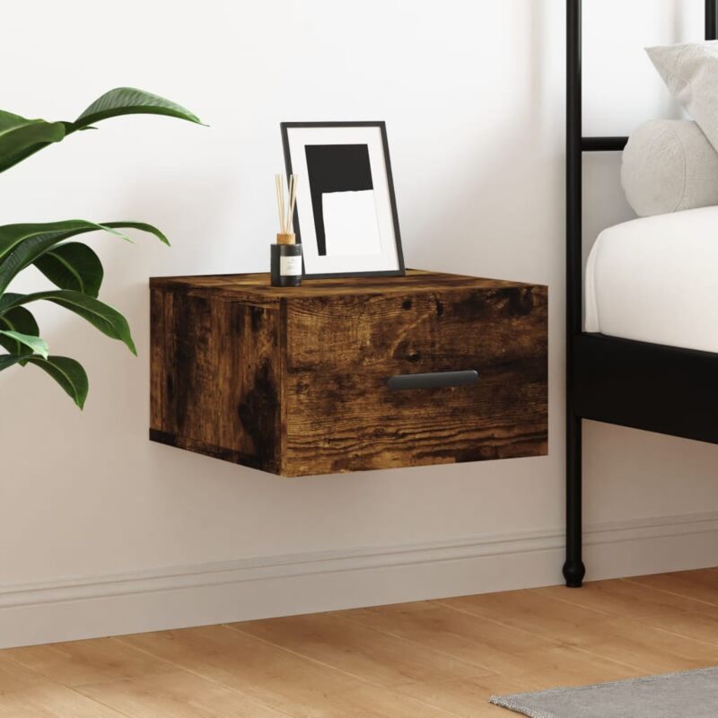 foto del prodotto comodino a muro rovere fumo 35x35x20 cm vidaxl