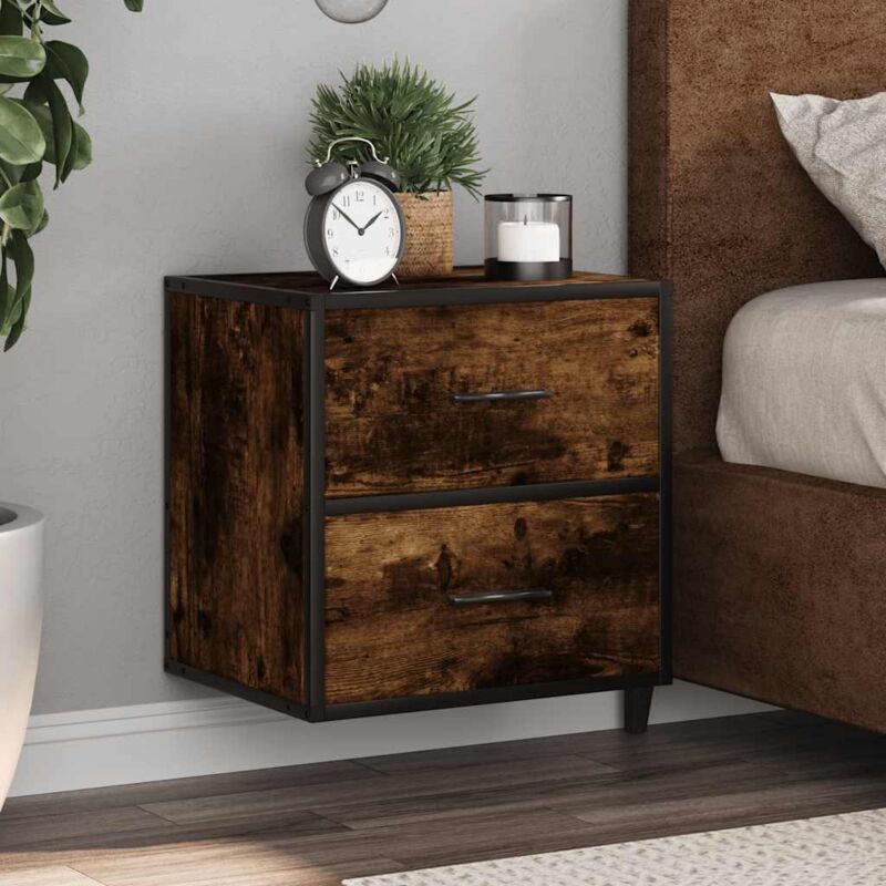 foto del prodotto comodino a muro rovere fumo 40x31x39,5 cm vidaxl