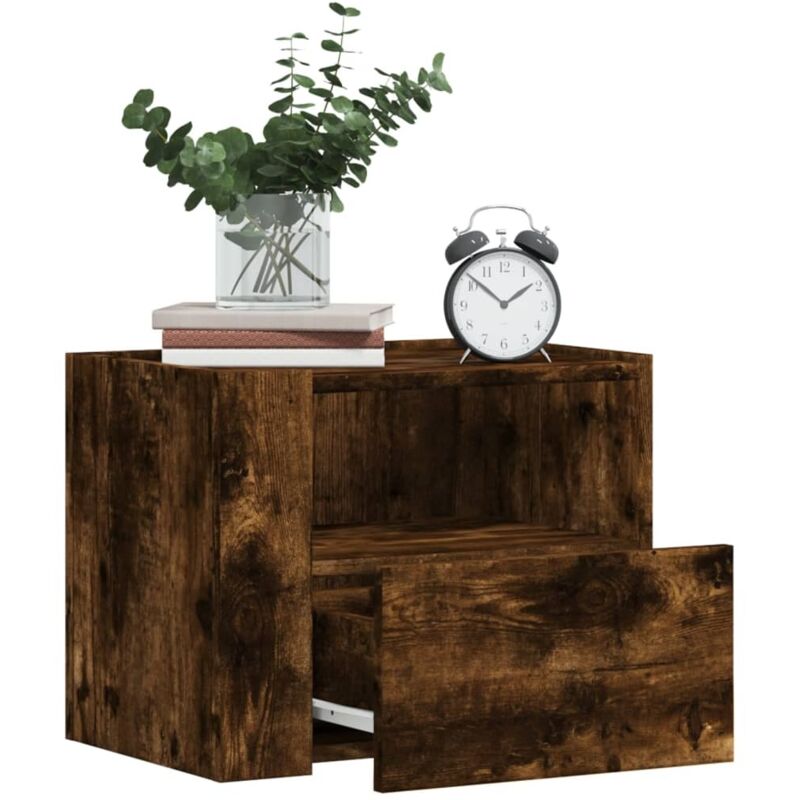 foto del prodotto comodino a muro rovere fumo 45x30x35 cm vidaxl