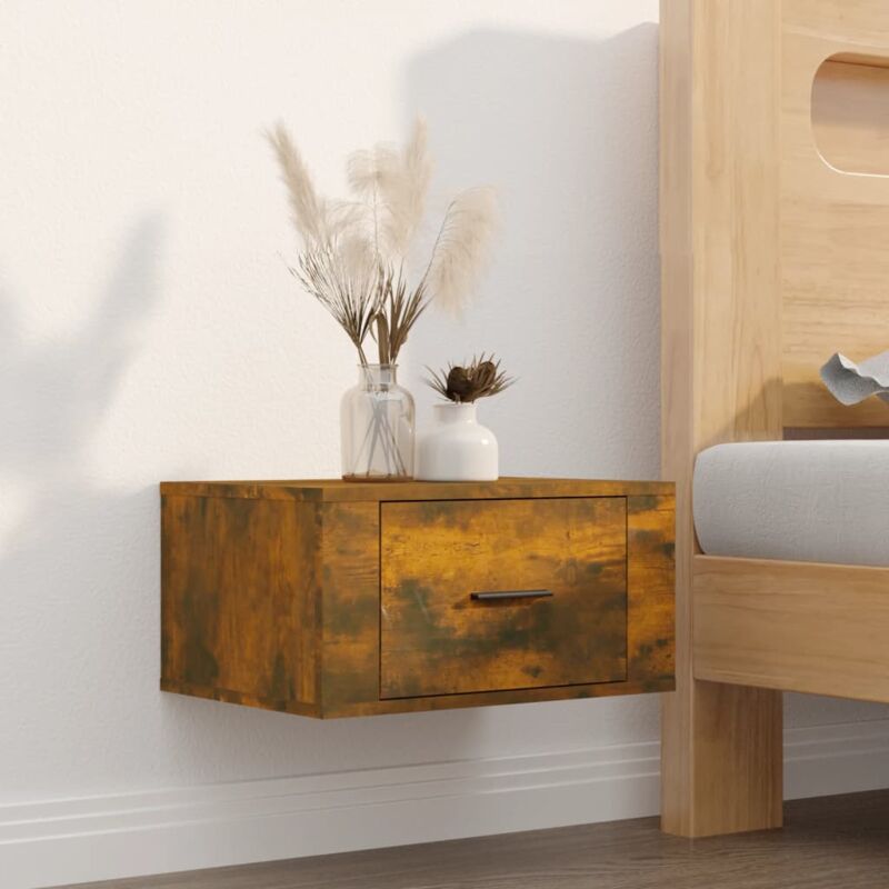 foto del prodotto comodino a muro rovere fumo 50x36x25 cm vidaxl