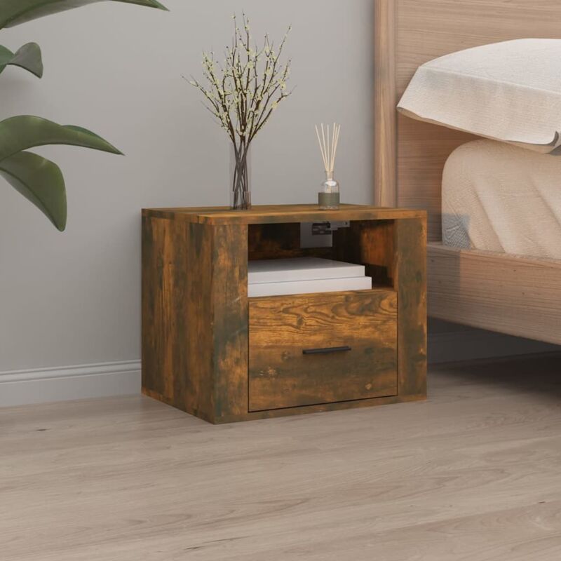 foto del prodotto comodino a muro rovere fumo 50x36x40 cm vidaxl