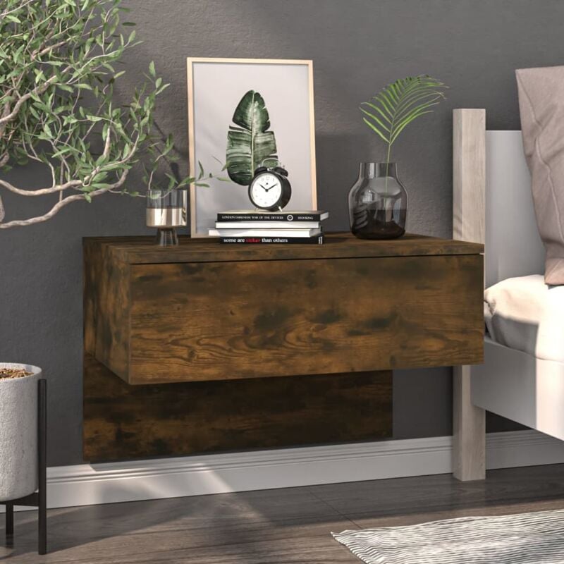 foto del prodotto comodino a muro rovere fumo vidaxl