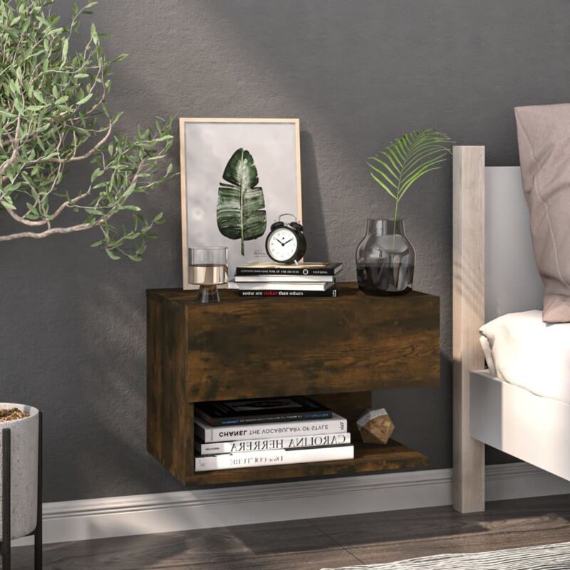 foto del prodotto comodino a muro rovere fumo vidaxl