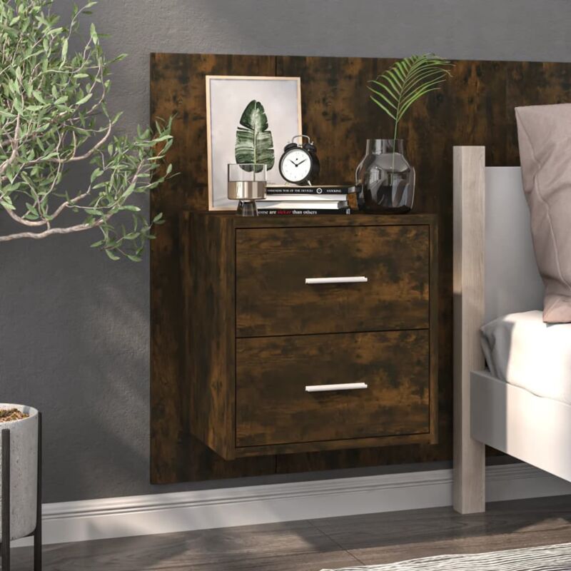 foto del prodotto comodino a muro rovere fumo vidaxl