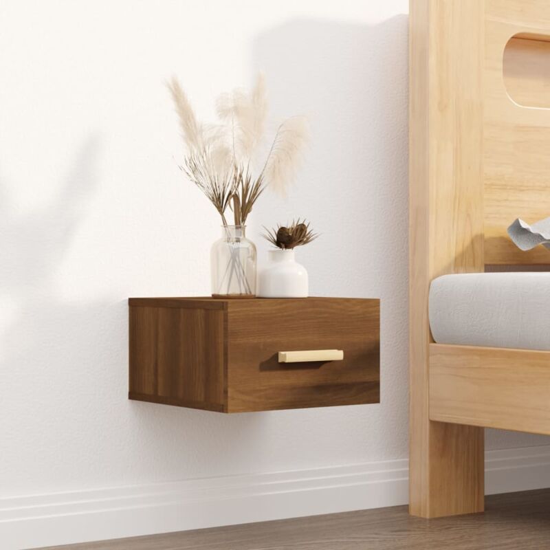 foto del prodotto comodino a muro rovere marrone 35x35x20 cm vidaxl